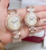 AAA Replica Cartier Rose Gold Ice Out Watches - Ballon Bleu 36mm